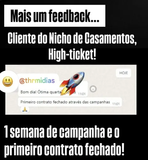 Print de conversa no WhatsApp: 1 semana → 1º contrato