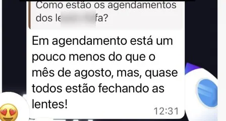 Print de conversa no WhatsApp: Quase todos os leads fechando